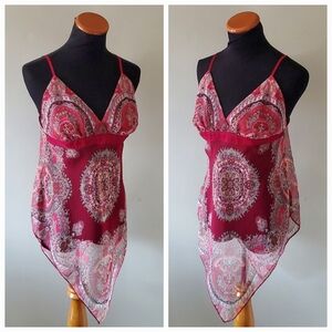 Rue21 M Y2K Whimsigoth Fairy Grunge Bohemian Coachella Paisley Babydoll Top